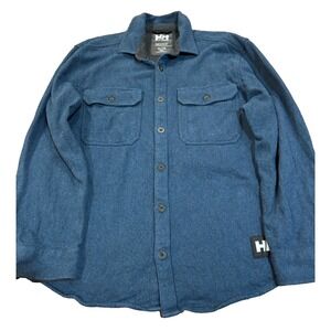 Helly Hansen shacket size XL blue heavy cotton logo pockets chore coat gorpcore